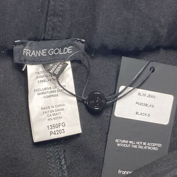 Franne Golde Slim Stretch Jeans Womens S Black Pullon Elastic Waist Preppy New - Picture 12 of 12